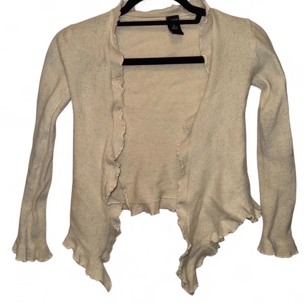 Cream Ruffled Women's Sweater - Picture 3 of 5